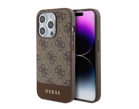 GUESS 4G Stripe за Apple iPhone 15 Pro, кафяв на супер цени