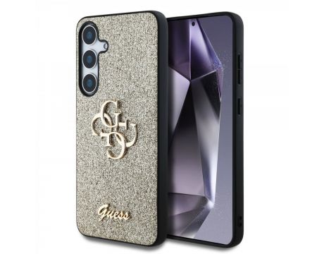 GUESS 4G Metal Logo Fixed Glitter за Samsung Galaxy S25+, златист на супер цени