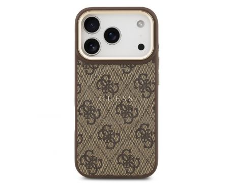 GUESS 4G Gold Frame MagSafe за Apple iPhone 17 Pro, кафяв на супер цени