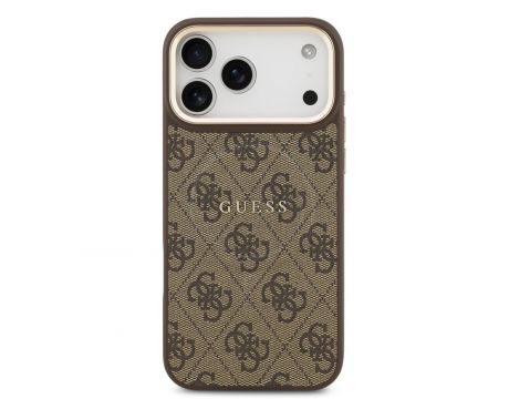 GUESS 4G Gold Frame MagSafe за Apple iPhone 17 Pro Max, кафяв на супер цени