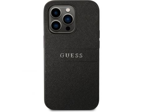 GUESS Leather Saffiano за Apple iPhone 14 Pro, черен на супер цени