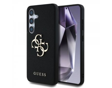 GUESS 4G Metal Logo Grained за Samsung Galaxy S25+, черен на супер цени