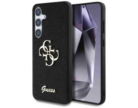GUESS 4G Metal Logo Fixed Glitter за Samsung Galaxy S25, черен на супер цени