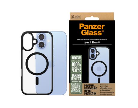 PanzerGlass HardCase MagSafe за Apple iPhone 16, прозрачен/черен на супер цени