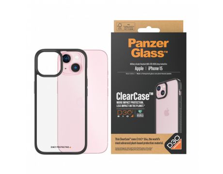 PanzerGlass Clearcase с D3O за Apple iPhone 15, прозрачен/черен на супер цени