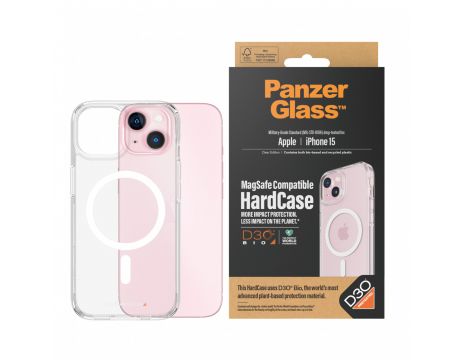 PanzerGlass Hardcase MagSafe с D3O за Apple iPhone 15, прозрачен на супер цени