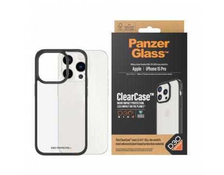 PanzerGlass Clearcase с D3O за Apple iPhone 15 Pro, прозрачен/черен на супер цени