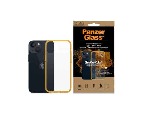 PanzerGlass ClearCaseColor Tangerine за Apple iPhone 13 mini, прозрачен/оранжев на супер цени