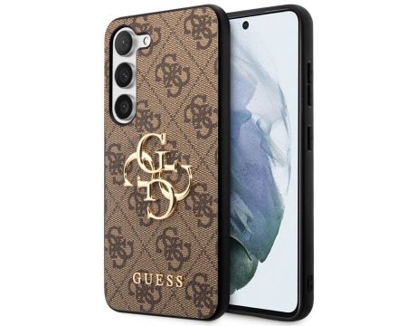 GUESS 4G Metal Logo за Samsung Galaxy S23, кафяв на супер цени