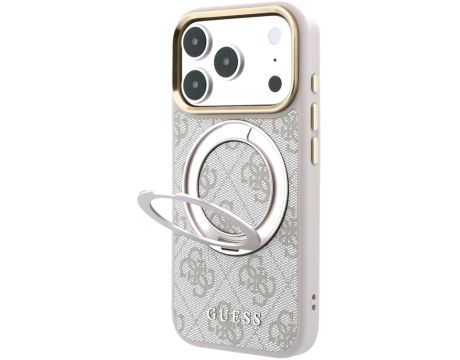 GUESS 4G Ring Stand MagSafe за Apple iPhone 18 Pro / 17 Pro, бежов на супер цени