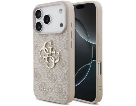 GUESS PU 4G Metal Logo за Apple iPhone 18 Pro / 17 Pro, бежов на супер цени