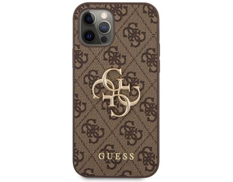 GUESS 4G Metal Logo за Apple iPhone 12/12 Pro, кафяв на супер цени