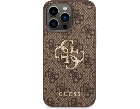 GUESS 4G Metal Logo за Apple iPhone 14 Pro, кафяв на супер цени