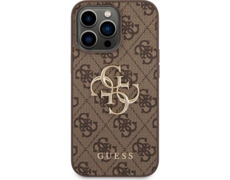 GUESS 4G Metal Logo за Apple iPhone 14 Pro Max, кафяв на супер цени