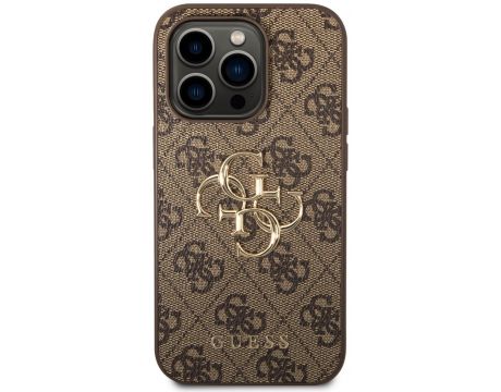 GUESS 4G Metal Logo за Apple iPhone 15 Pro, кафяв на супер цени