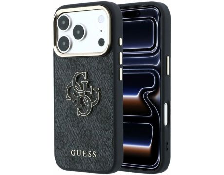 GUESS PU 4G Resin Metal Logo за Apple iPhone 18 Pro / 17 Pro, черен/златист на супер цени