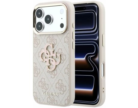 GUESS PU 4G Resin Metal Logo за Apple iPhone 18 Pro Max/ 17 Pro Max, бежов/розов на супер цени