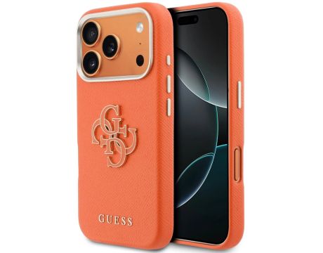 GUESS PU 4G Resin Metal Logo за Apple iPhone 18 Pro Max/ 17 Pro Max, оранжев на супер цени