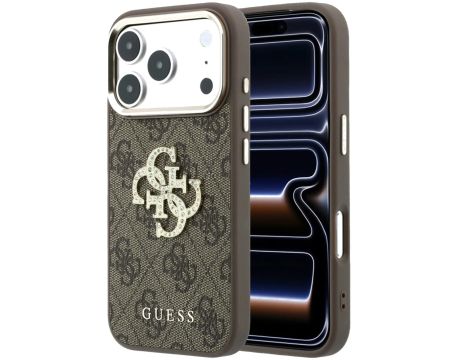 GUESS PU 4G Strass Metal Logo за Apple iPhone 18 Pro Max/ 17 Pro Max, кафяв на супер цени
