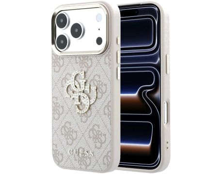 GUESS PU 4G Strass Metal Logo за Apple iPhone 18 Pro Max/ 17 Pro Max, бял на супер цени