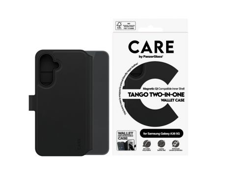 PanzerGlass Care Tango Two-in-One Wallet за Samsung Galaxy A36 5G, черен на супер цени