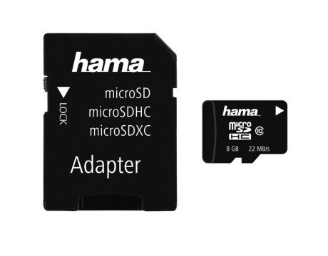 8GB Hama microSDHC + Адаптер, черен на супер цени