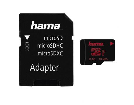 16GB Hama microSDHC + Адаптер, черен на супер цени