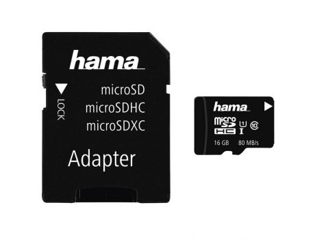 16GB Hama microSDHC + SD Adapter, черен на супер цени