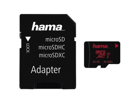 64GB Hama microSDXC + Адаптер, черен на супер цени