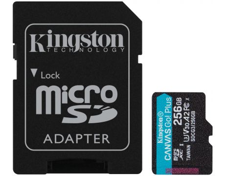 256GB microSDXC Kingston Canvas Go! Plus + SD Adapter, черен на супер цени