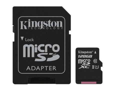 128GB microSDXC Kingston Canvas Select, черен + SD Adapter на супер цени