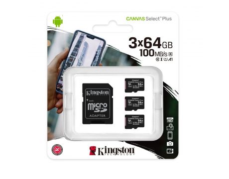 3x64GB microSDHC Kingston Canvas Select Plus на супер цени