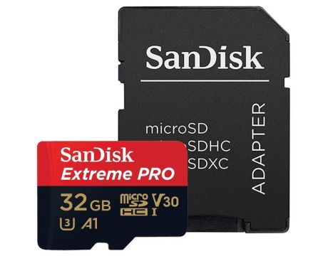 32GB microSDHC SanDisk Extreme PRO + Адаптер, черен на супер цени