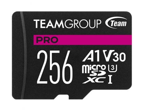 256GB microSDXC Team Group Pro + SD адаптер, черен/розов на супер цени