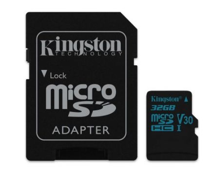 32GB microSDHC Kingston Canvas Go! + SD Adapter, Черен на супер цени