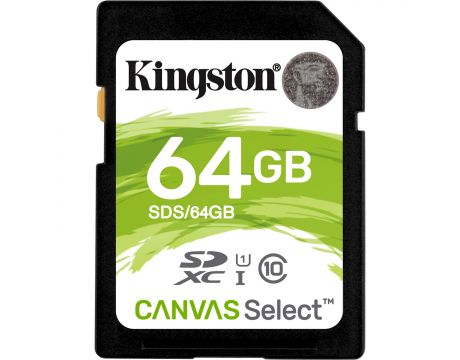 64GB microSDXC Kingston Canvas Select, черен на супер цени