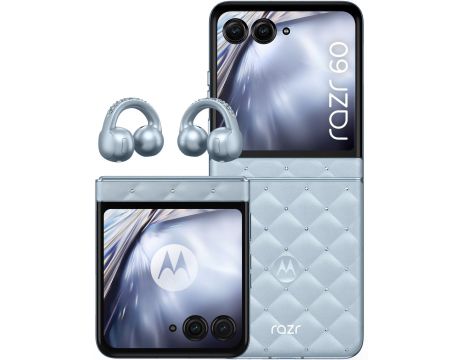 смартфон Motorola Razr 60 Swarovski Edition, 8GB, 256GB, Ice Melt и слушалки Motorola Moto Buds Loop Swarovski Edition, Ice Melt на супер цени