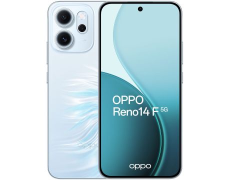 OPPO Reno14 F 5G, 8GB, 256GB, Opal Blue на супер цени