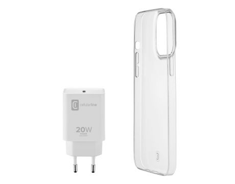 Cellular Line за iPhone 13 mini, бял + гръб на супер цени