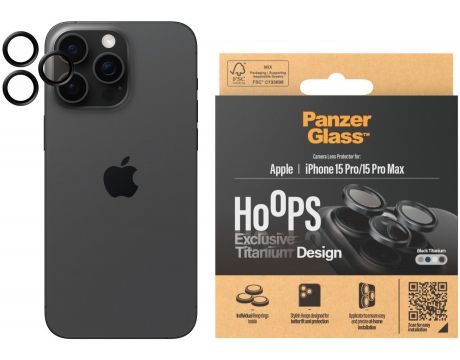 PanzerGlass Hoops Exclusive Titanium за Apple iPhone 15 Pro/15 Pro Max, прозрачен/черен на супер цени
