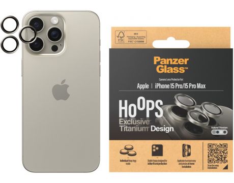 PanzerGlass Hoops Exclusive Titanium за Apple iPhone 15 Pro/15 Pro Max, прозрачен/сребрист на супер цени