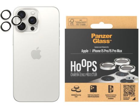 PanzerGlass Hoops за Apple iPhone 15 Pro/15 Pro Max, прозрачен/бял на супер цени