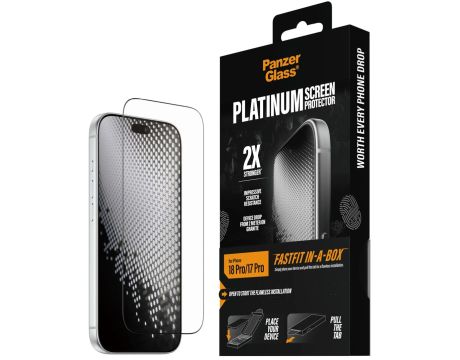 PanzerGlass Platinum за iPhone 18 Pro/17 Pro, прозрачен на супер цени