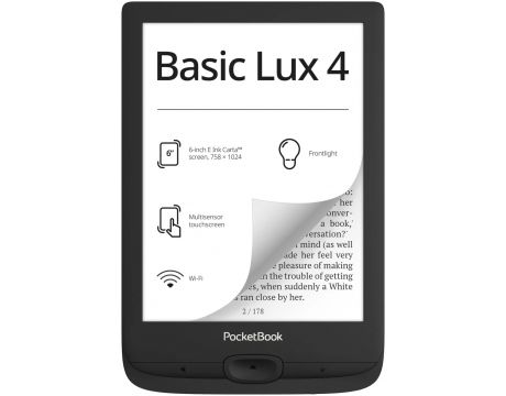 PocketBook Basic Lux 4 PB618 6", 8GB, черен на супер цени