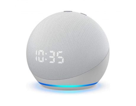Amazon Echo Dot 4 с часовник, бял на супер цени