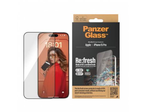 PanzerGlass Re:fresh UWF за Apple iPhone 15 Pro, прозрачен на супер цени