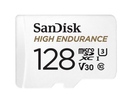 128GB microSDXC SanDisk MAX ENDURANCE+ SD адаптер, бял на супер цени