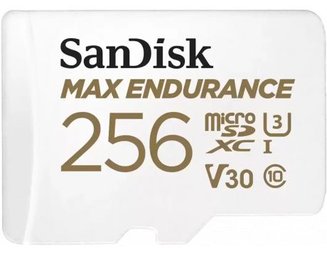 256GB microSDXC SanDisk MAX ENDURANCE+ SD адаптер, бял на супер цени