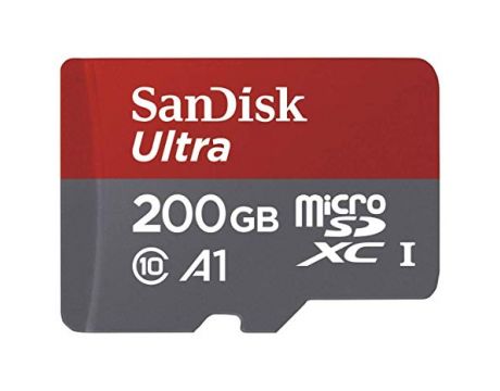 200GB microSDXC SanDisk Ultra Android microSDXC + SD Adapter, червен/сив на супер цени