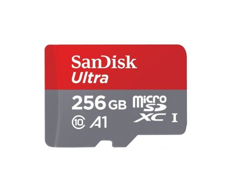 256GB microSDXC SanDisk Ultra Android + SD Adapter, сив/червен на супер цени